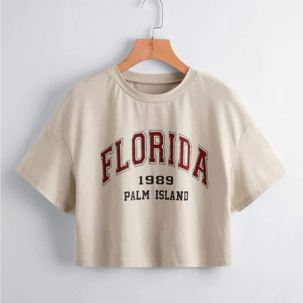 Tan Florida Crop Tee